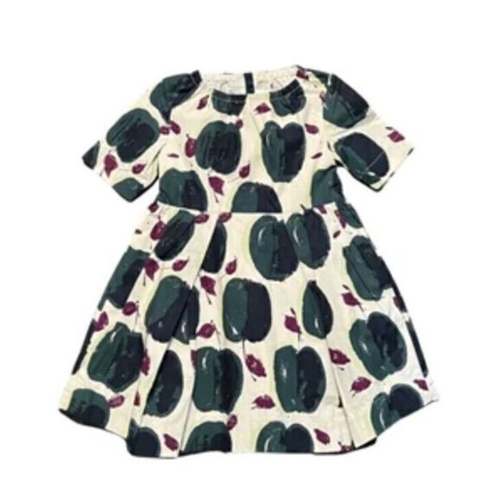 J‎ Crew Crewcuts Girls' Dress Short Sleeves With Pockets, Apples Size 2